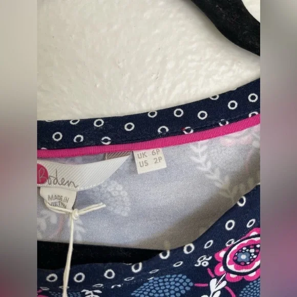 Boden Dress Womens Navy Pink Floral Vine Amy
Jersey 3/4 Sleeve Shift Belt - Picture 6 of 9